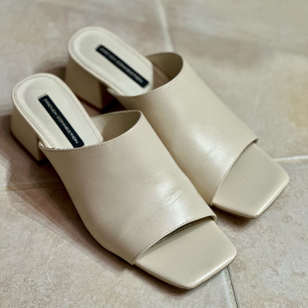 French Connection Dinner Block Heel Slide Sandal